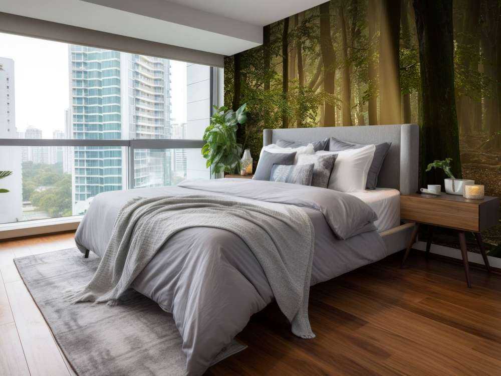 Stary las z osłonami przeciwsłonecznymi