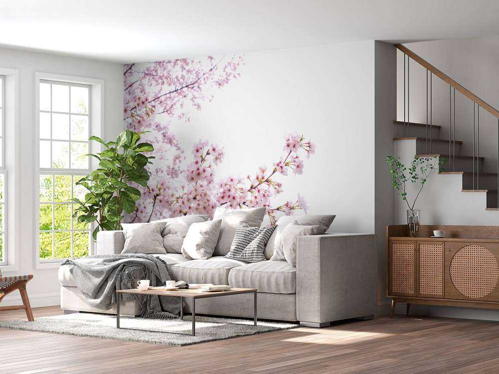 Gałęzie z różowymi kwiatami