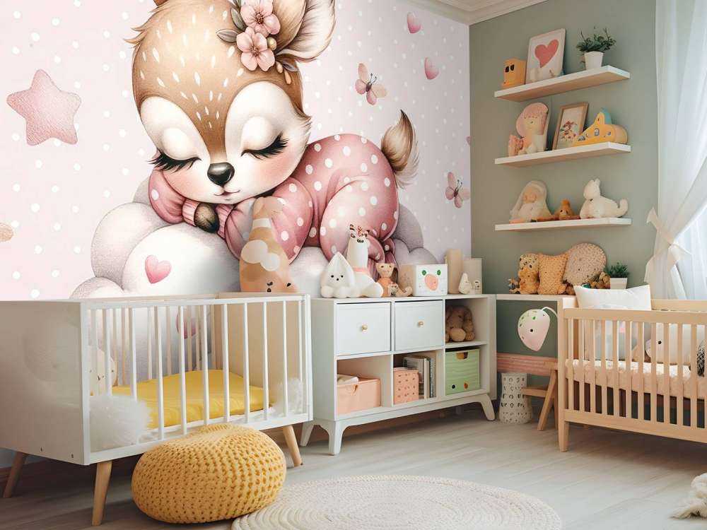 Słodki jelonek na chmurze