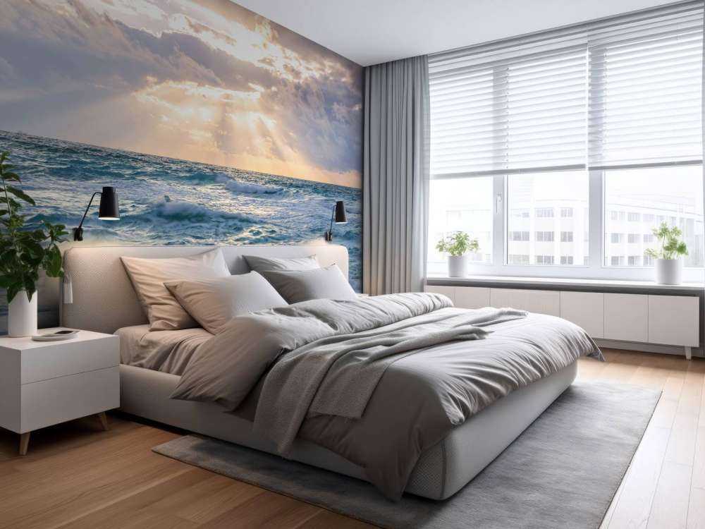 Promienie słońca nad morzem