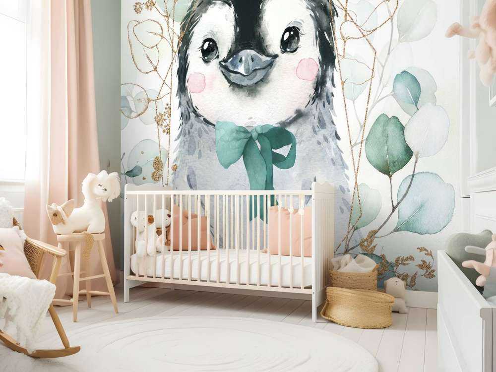 Mały pingwin i zielona kokarda