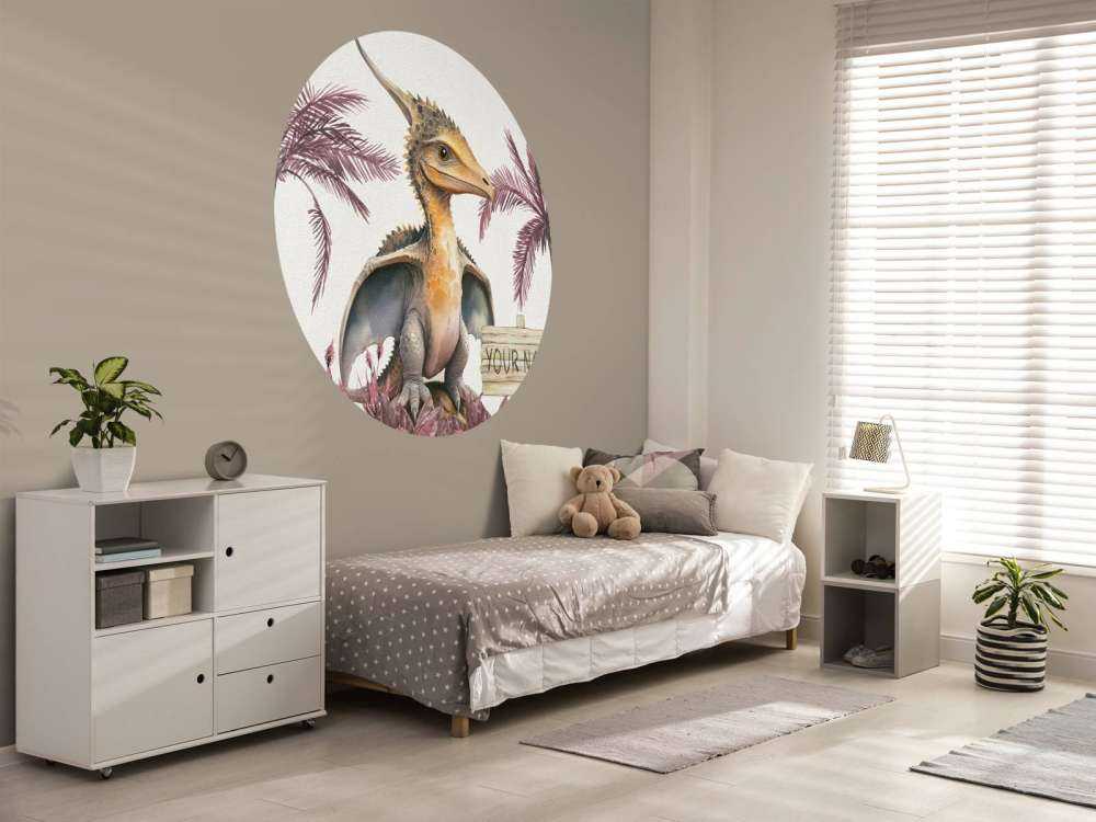 Młody pteranodon w różowej dżungli