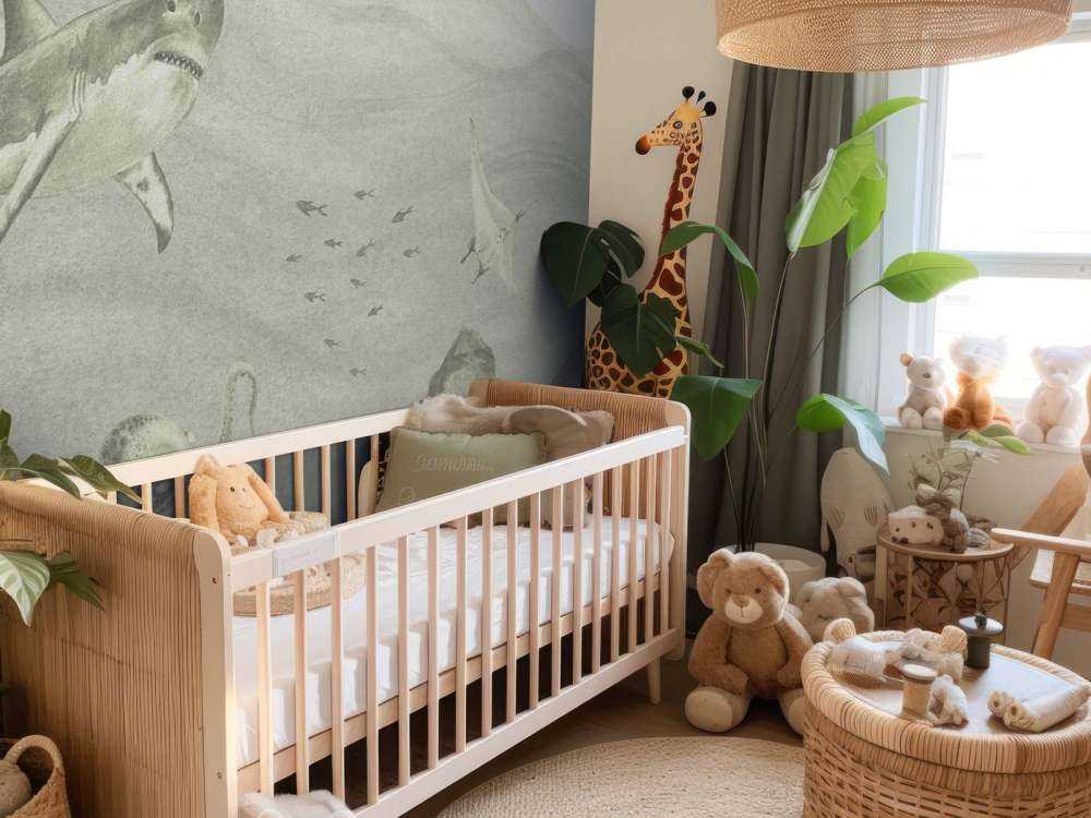 Podwodny świat z rekinami w kolorze zielonym