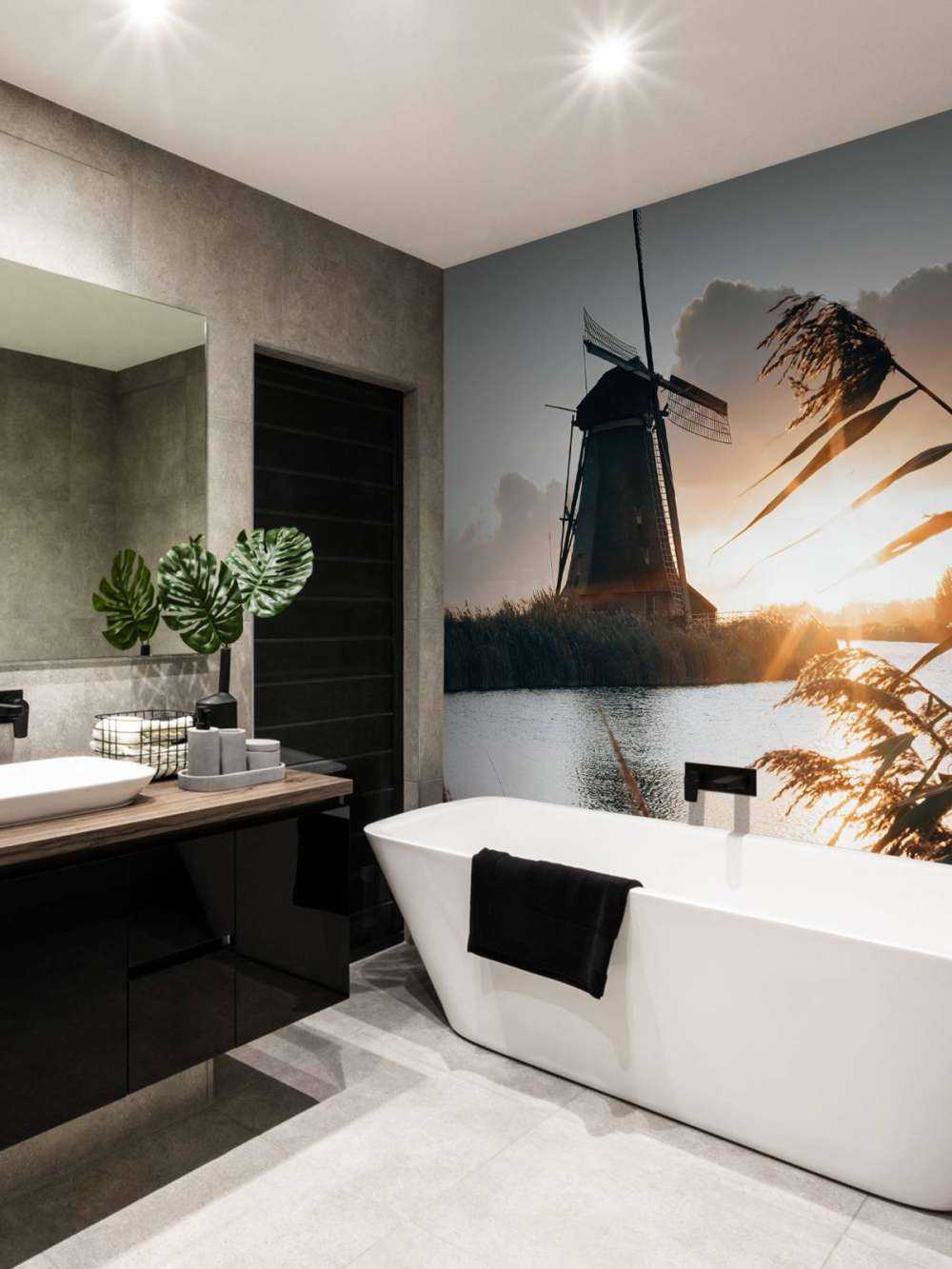 Wiatrak o wschodzie słońca