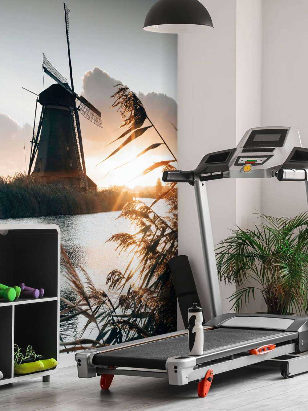 Wiatrak o wschodzie słońca