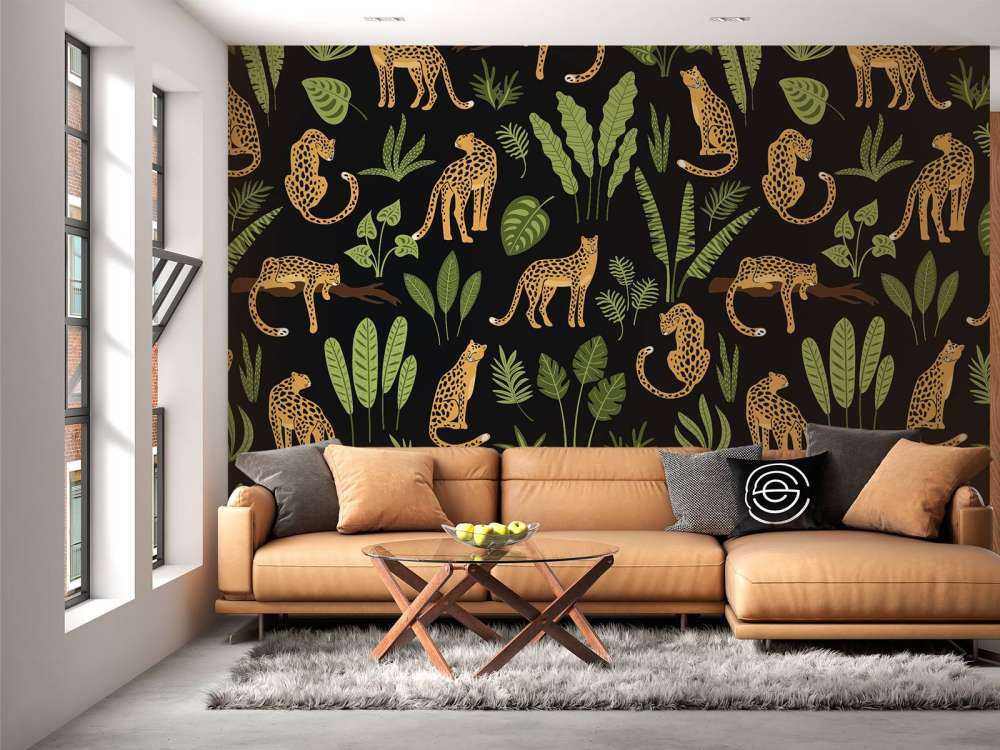 Wzór lamparta na czarnym tle