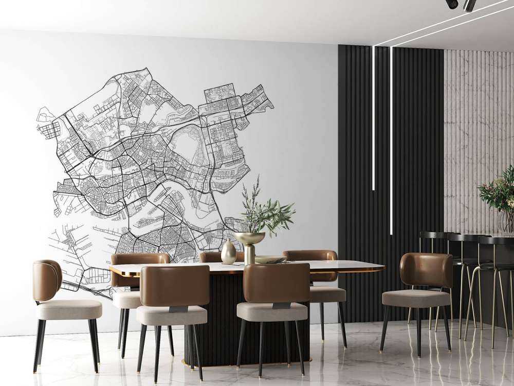 Mapa Rotterdamu, biała