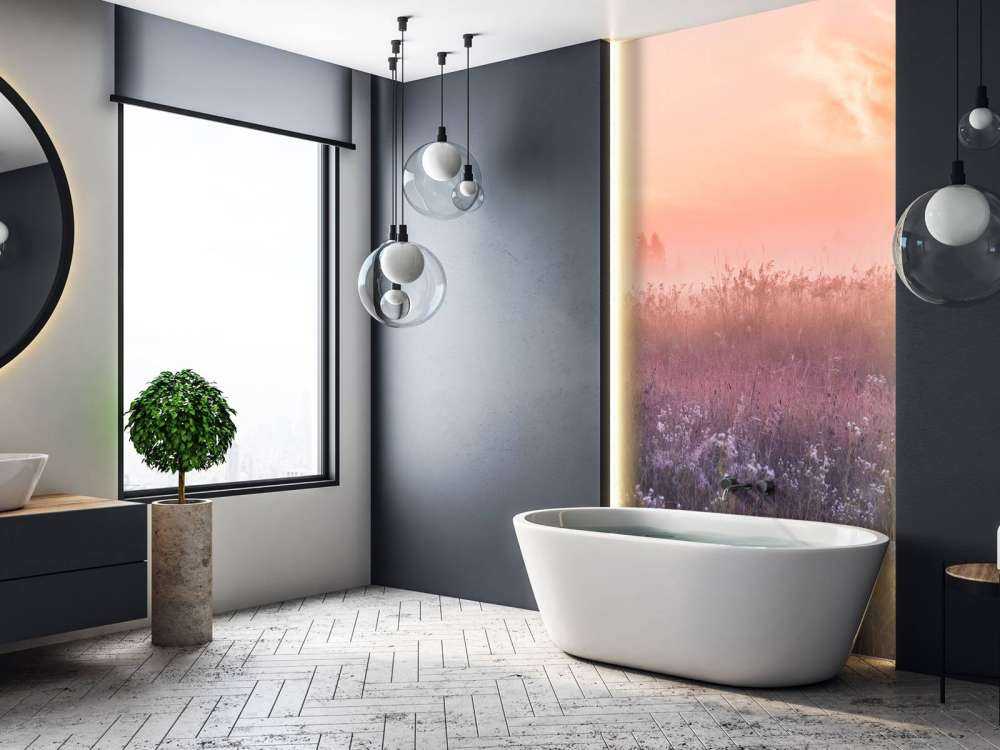 Pole z poranną mgłą