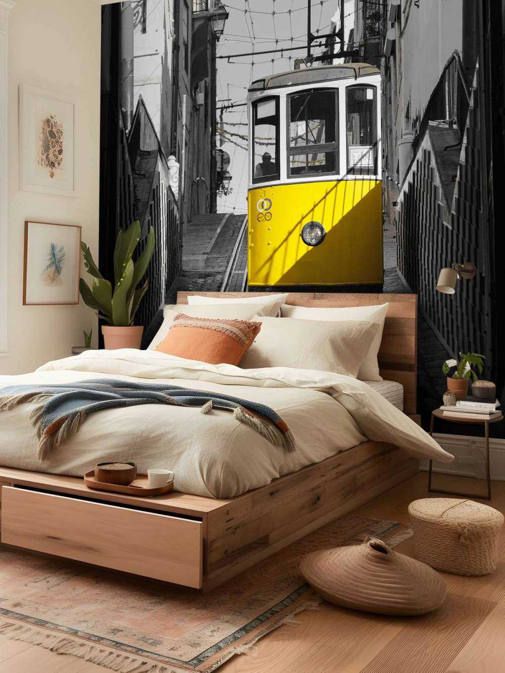 Tramwaj czarno-biały żółty