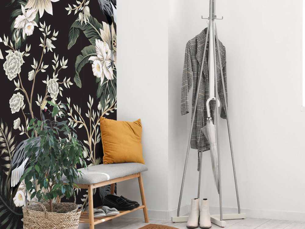 Żurawie między liśćmi