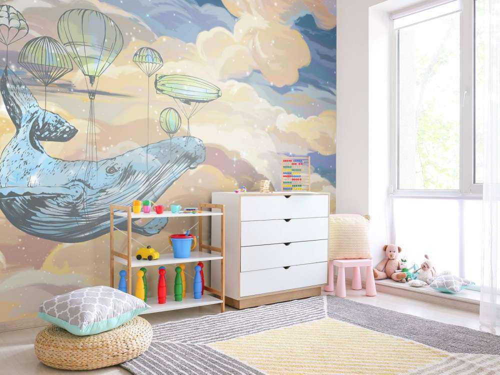 Wieloryb ze swoimi balonami na gorące powietrze