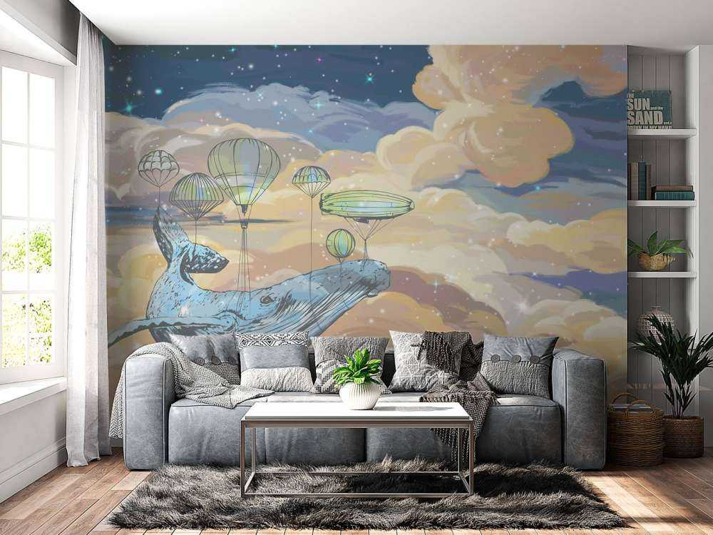 Wieloryb ze swoimi balonami na gorące powietrze