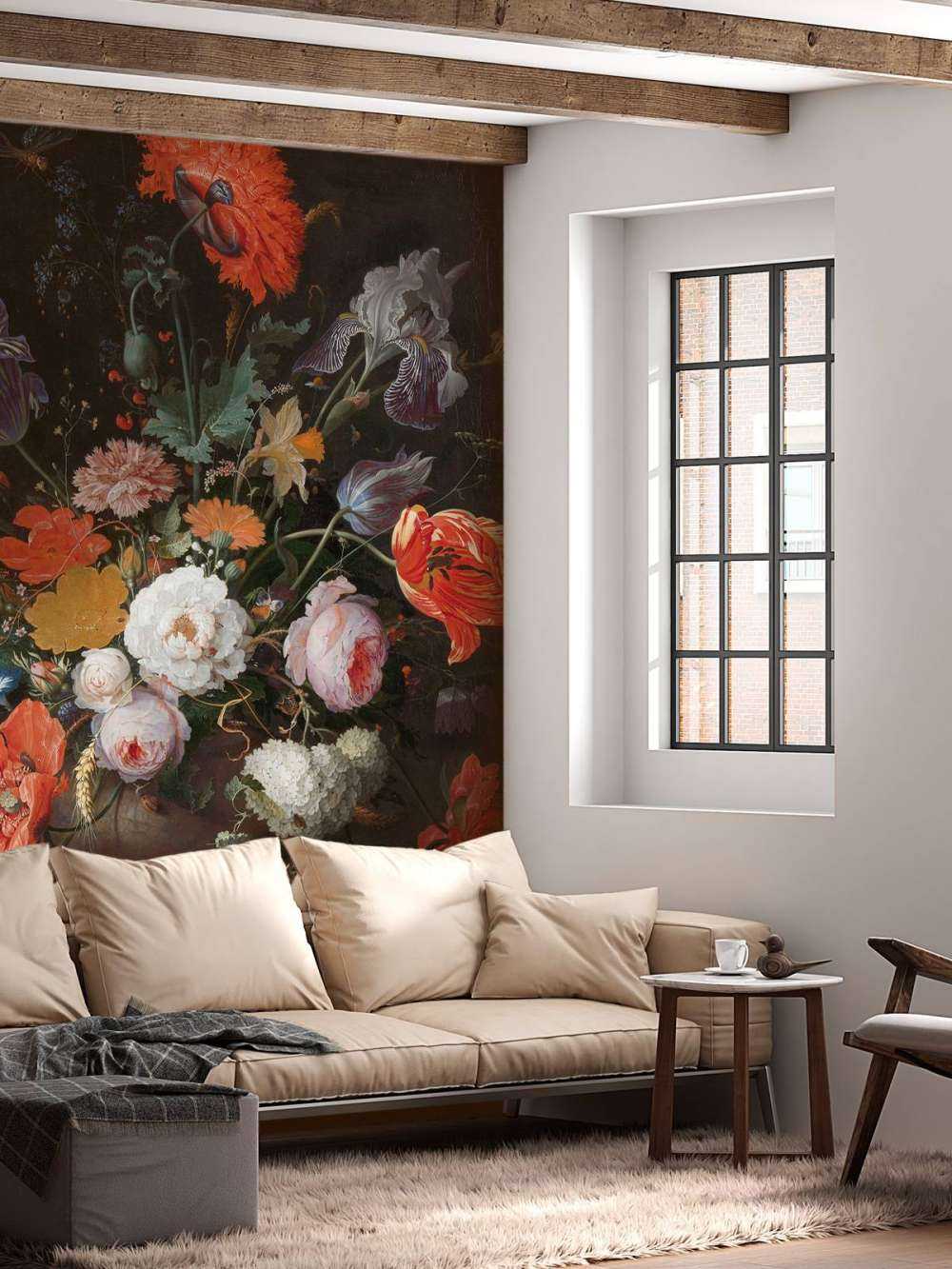 Martwa natura z kwiatami i zegarkiem