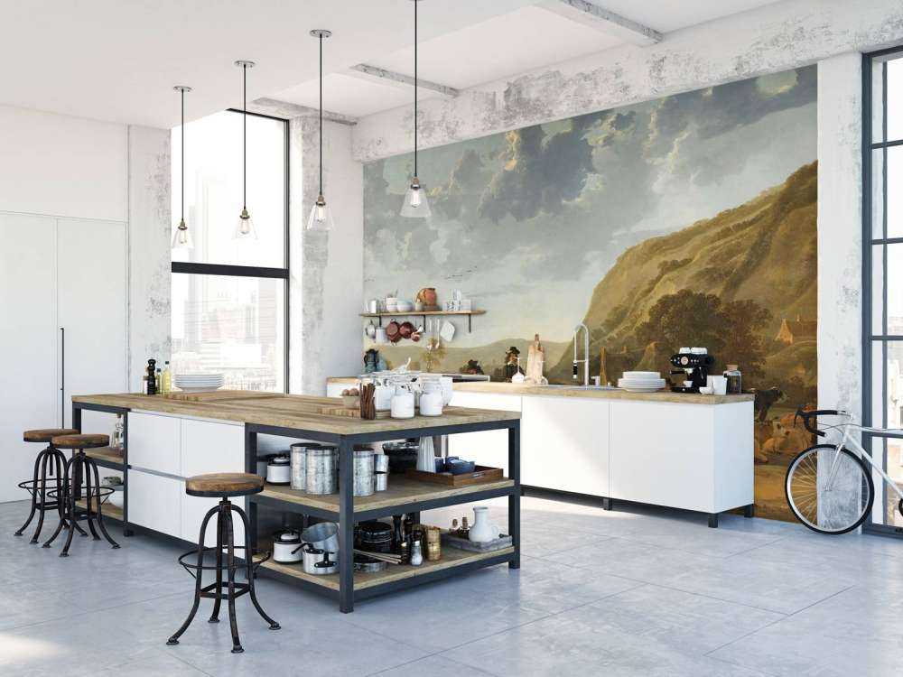 Krajobraz rzeczny z jeźdźcami