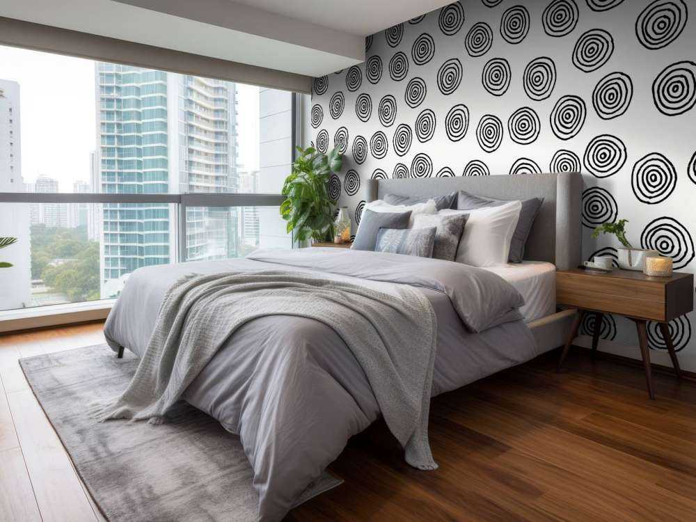 Kręgi abstrakcyjne w kolorach czarnym i białym