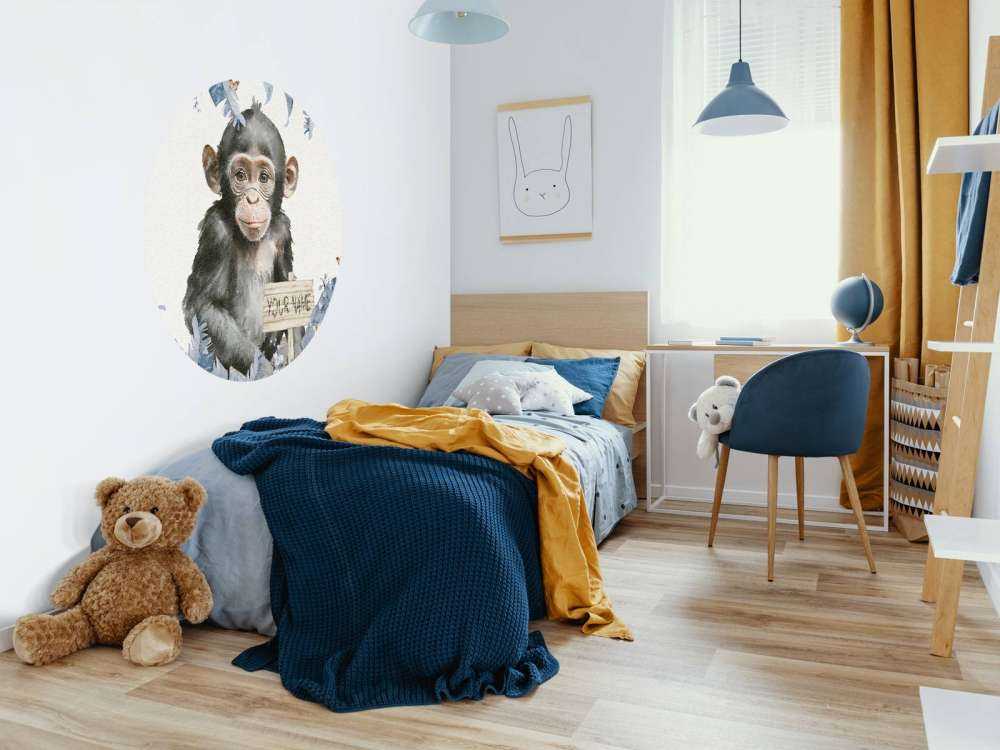 Szympans w dżungli niebieski