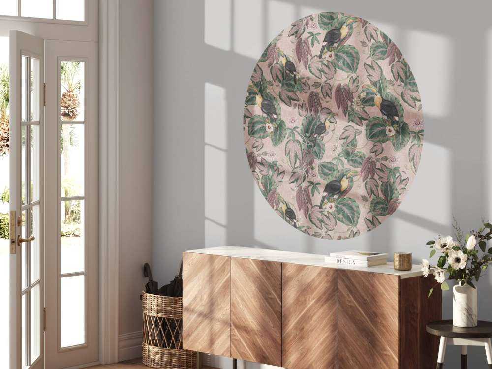 Ptaki i tukany z tropikalnej dżungli - różowy