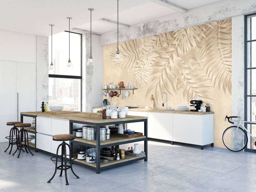 Teksturowane liście palmy, beżowy