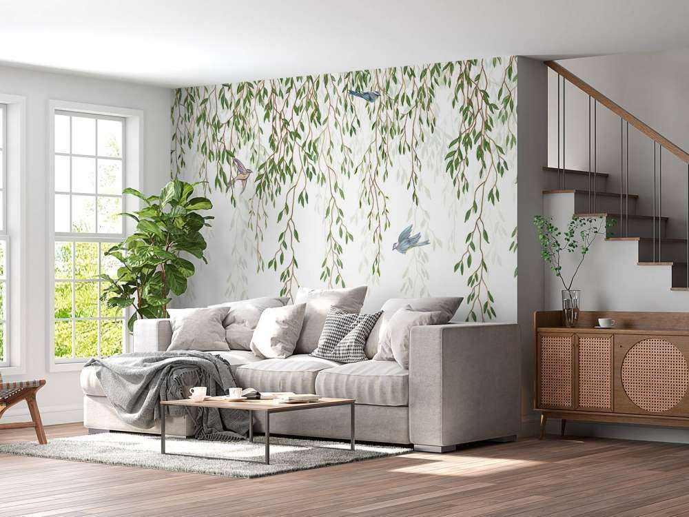 Zwisające gałęzie i ptaki