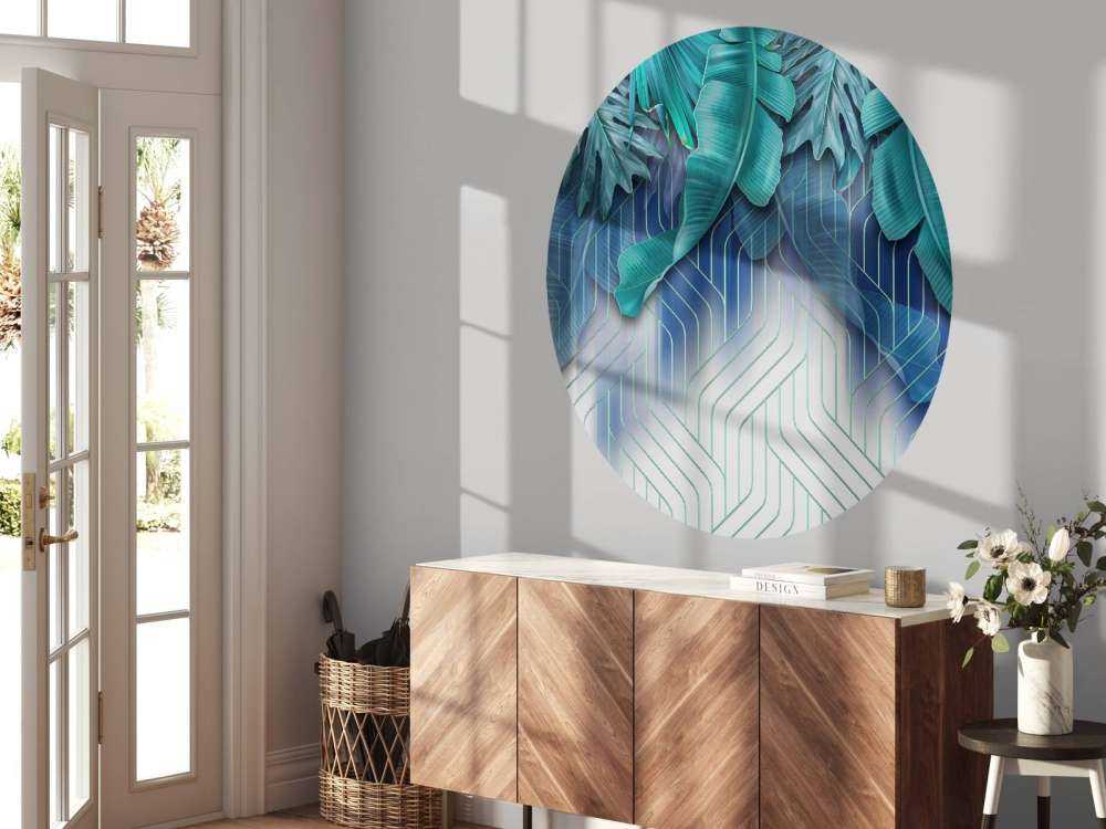 Zielone liście i graficzne zielone linie