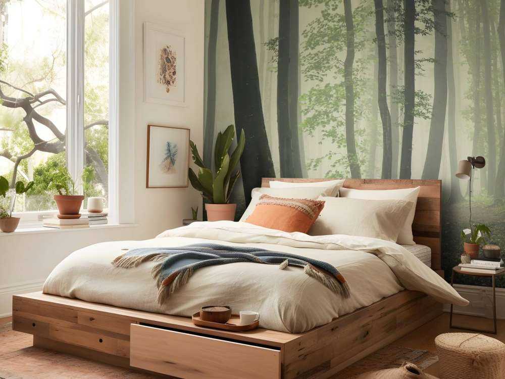 Mgła w zielonym lesie