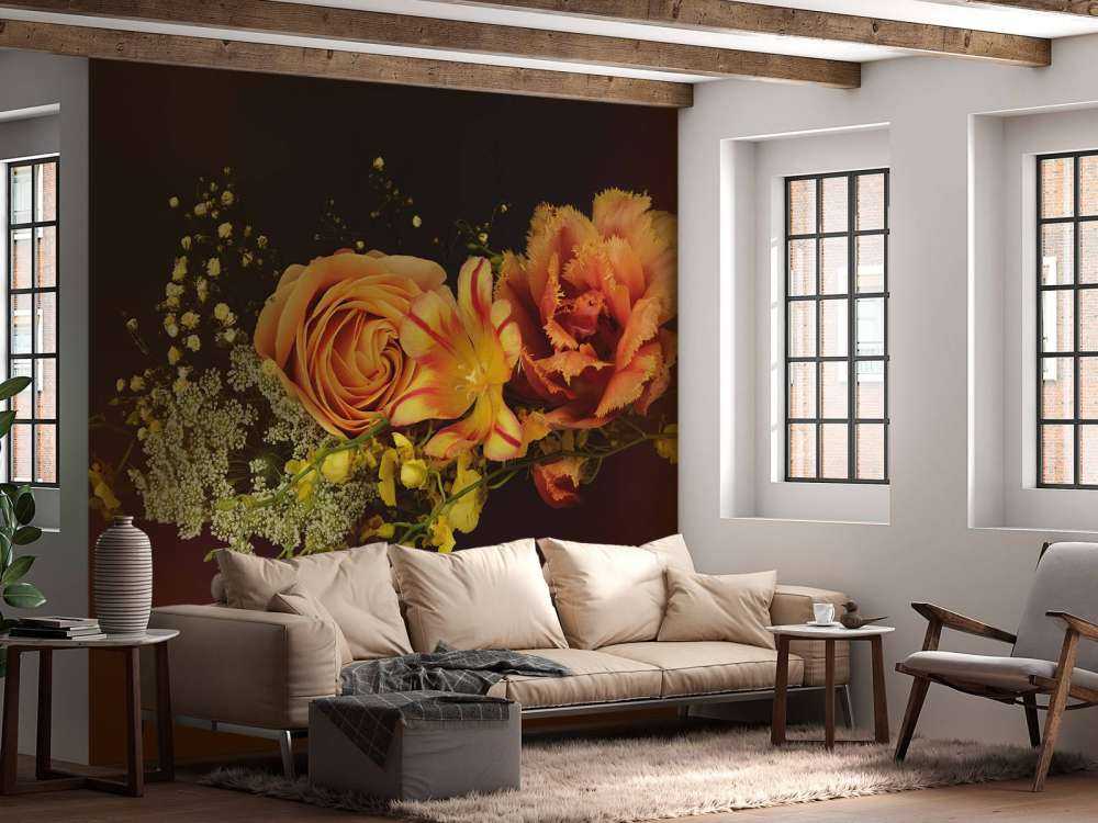 Girlanda z ułożonych kwiatów