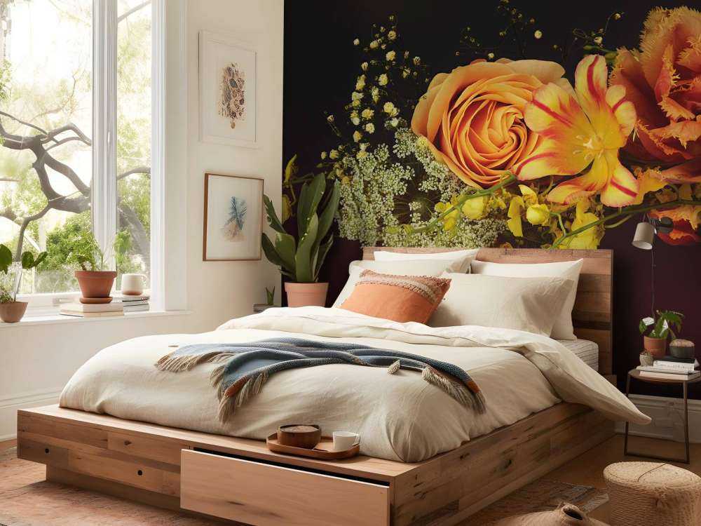 Girlanda z ułożonych kwiatów