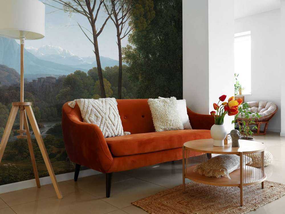 Włoski krajobraz z drzewami sosnowymi