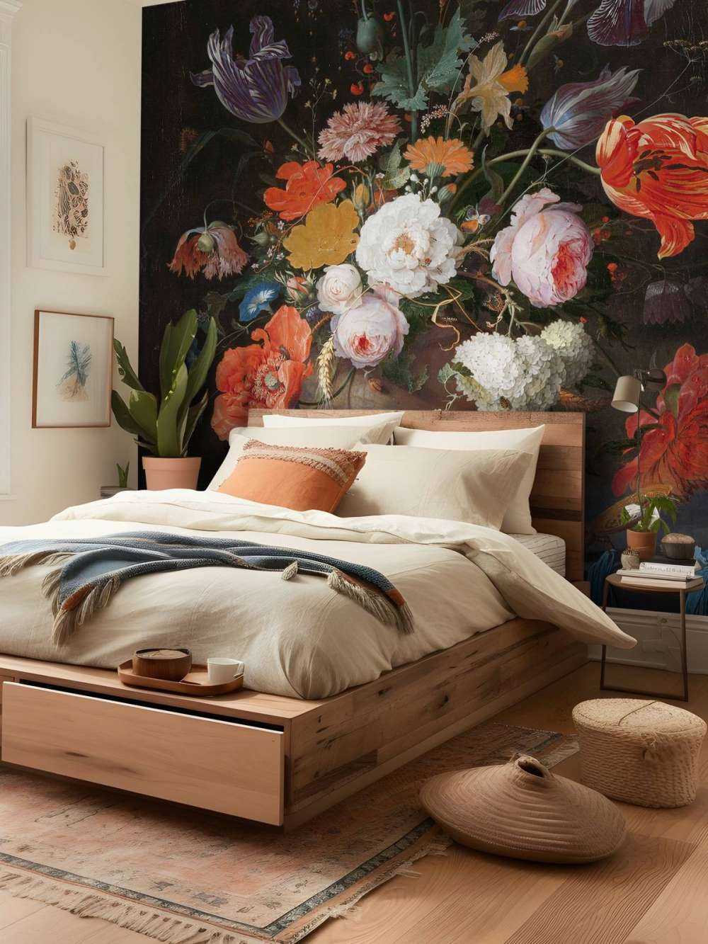 Martwa natura z kwiatami i zegarkiem