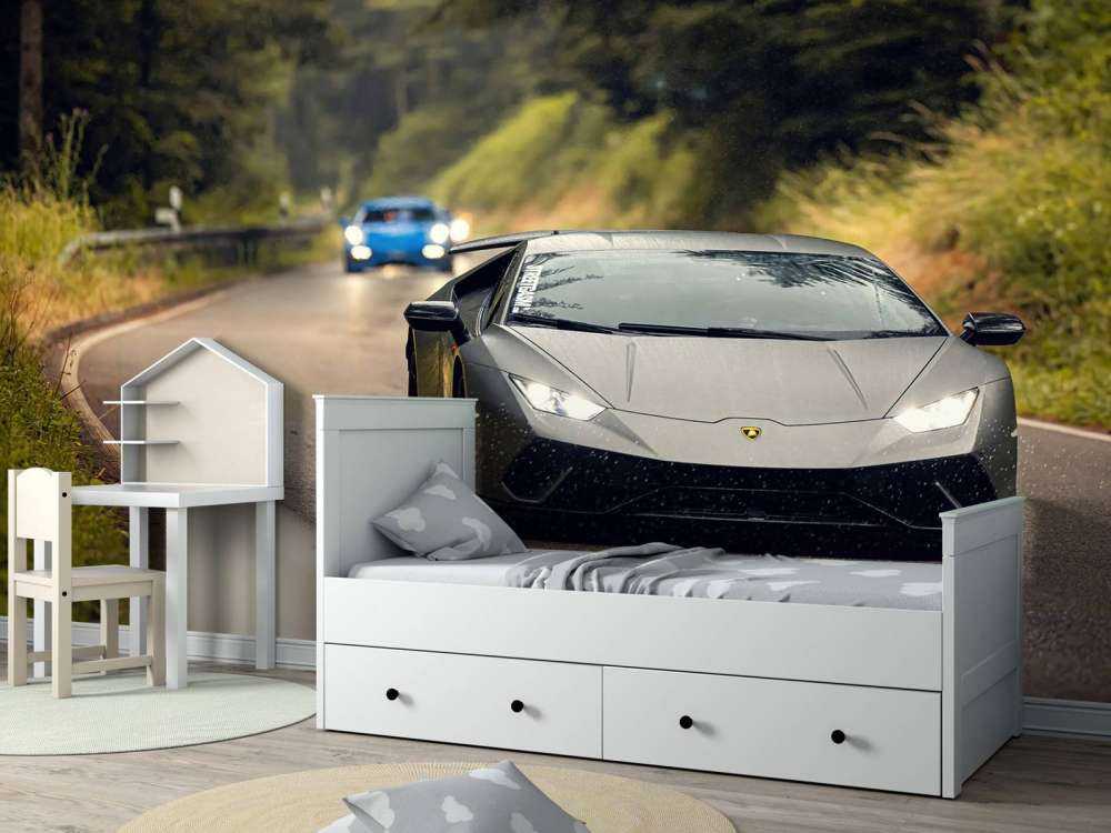 Matowy szary Lamborghini w naturze