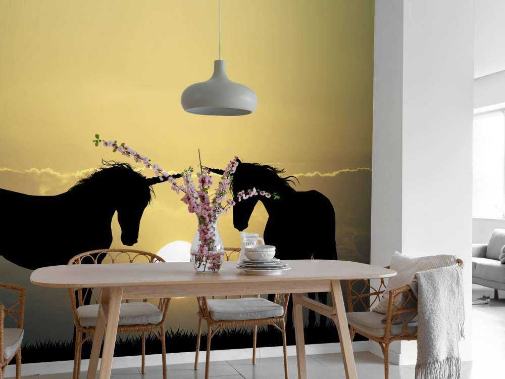 Jednorożce o zachodzie słońca