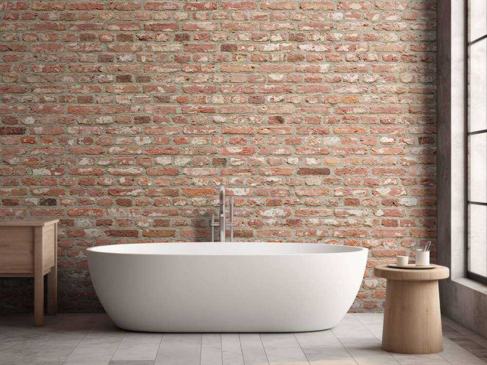 Ściana z różnokolorowymi cegłami