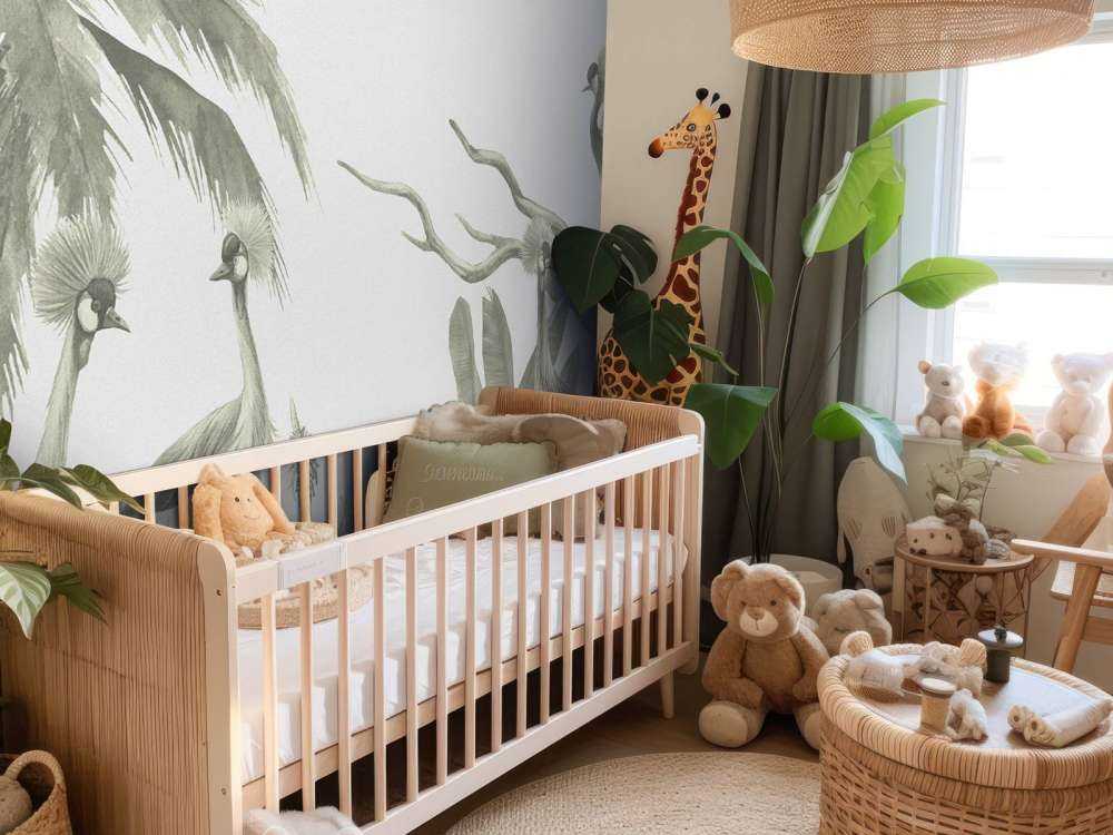 Dżungla z żurawiami w kolorze zielonym