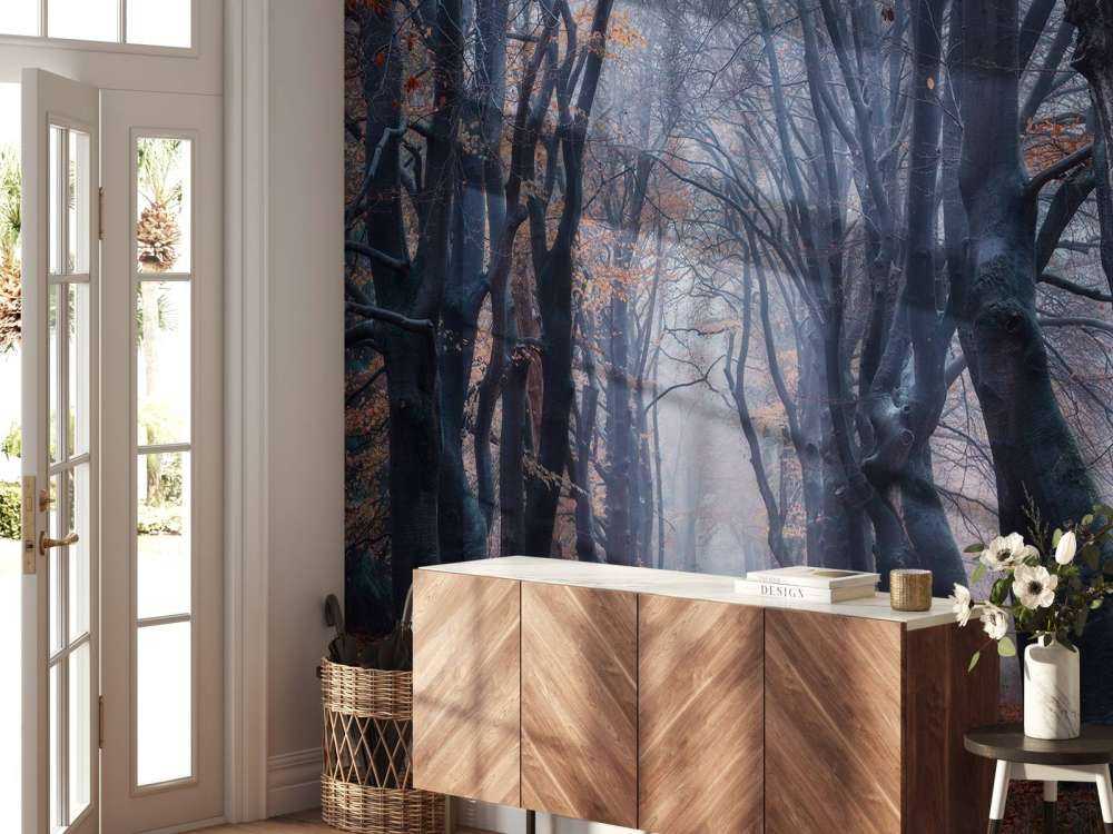 Leśna ścieżka z liśćmi