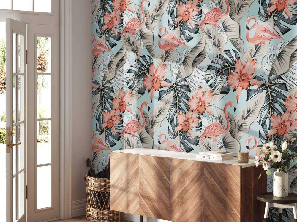 Tropikalny różowy flaming