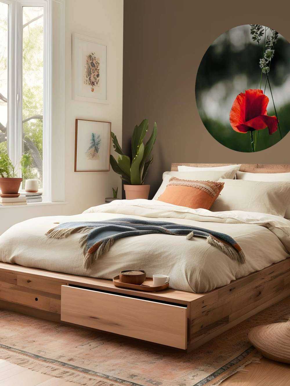 Czerwony mak z trawą