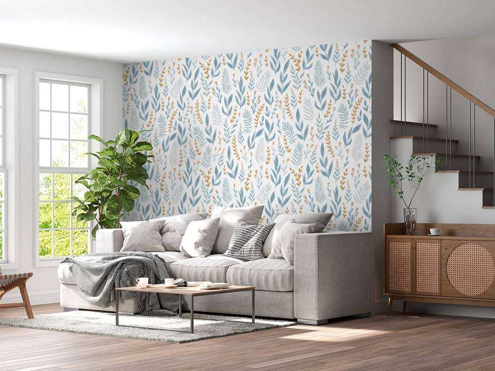 Niebieski wzór liści