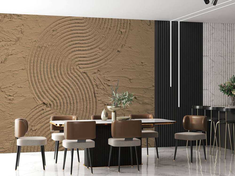 Organiczne linie i struktury obszycia w kolorze złotego brązu