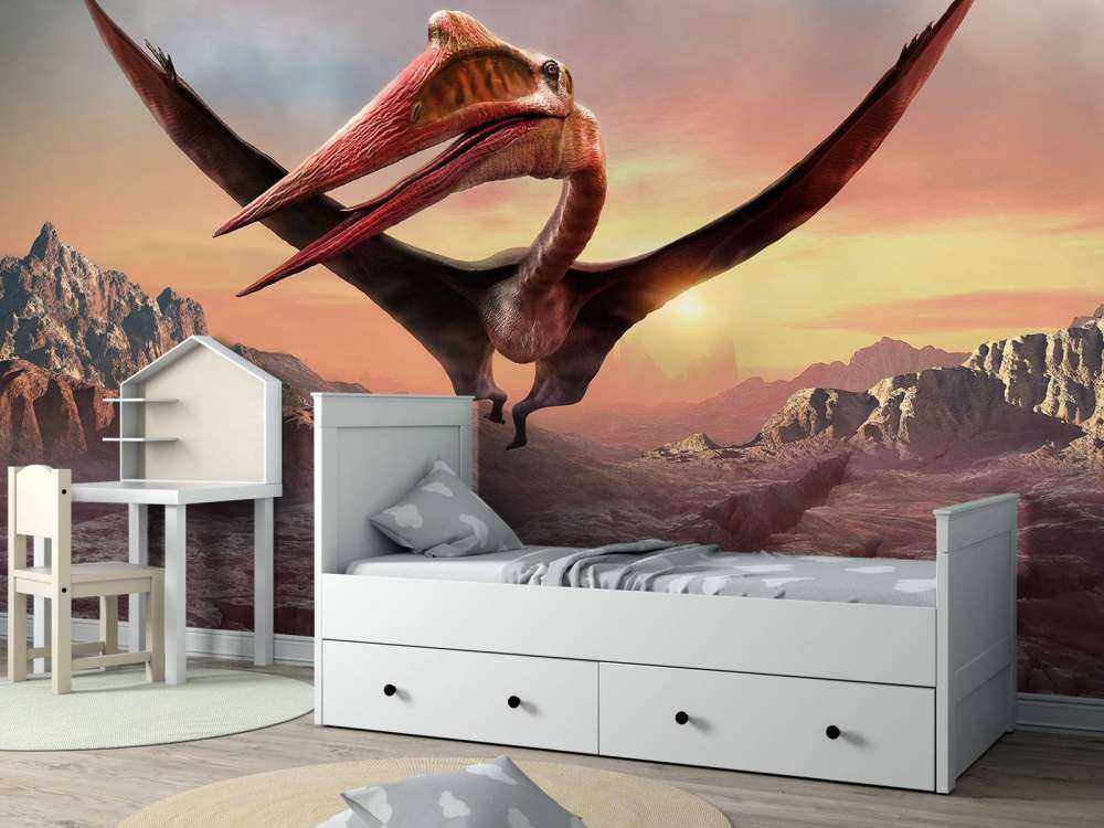 Quetzalcoatlus lecący nad górami