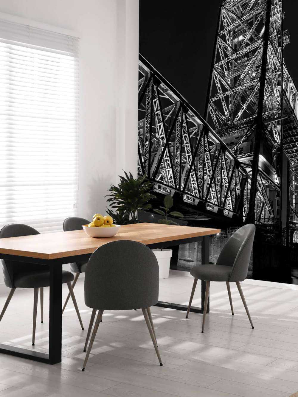 Dawny most kolejowy De Hef w Rotterdamie w czerni i bieli 