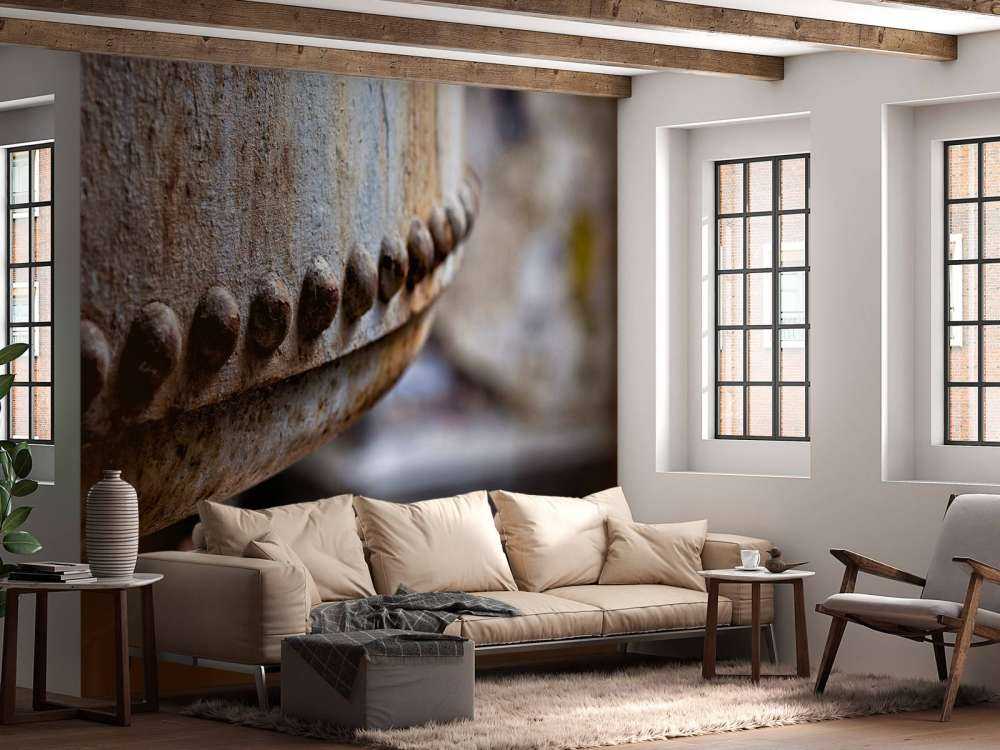 Detal zardzewiałego kotła parowego