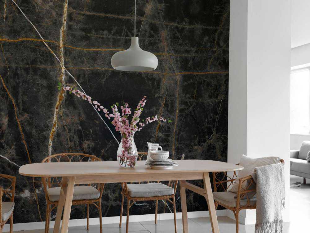 Czarny marmur z miedzianymi kloszami