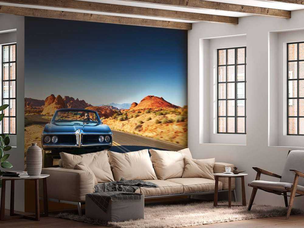 Samochód mięśniowy w amerykańskim krajobrazie