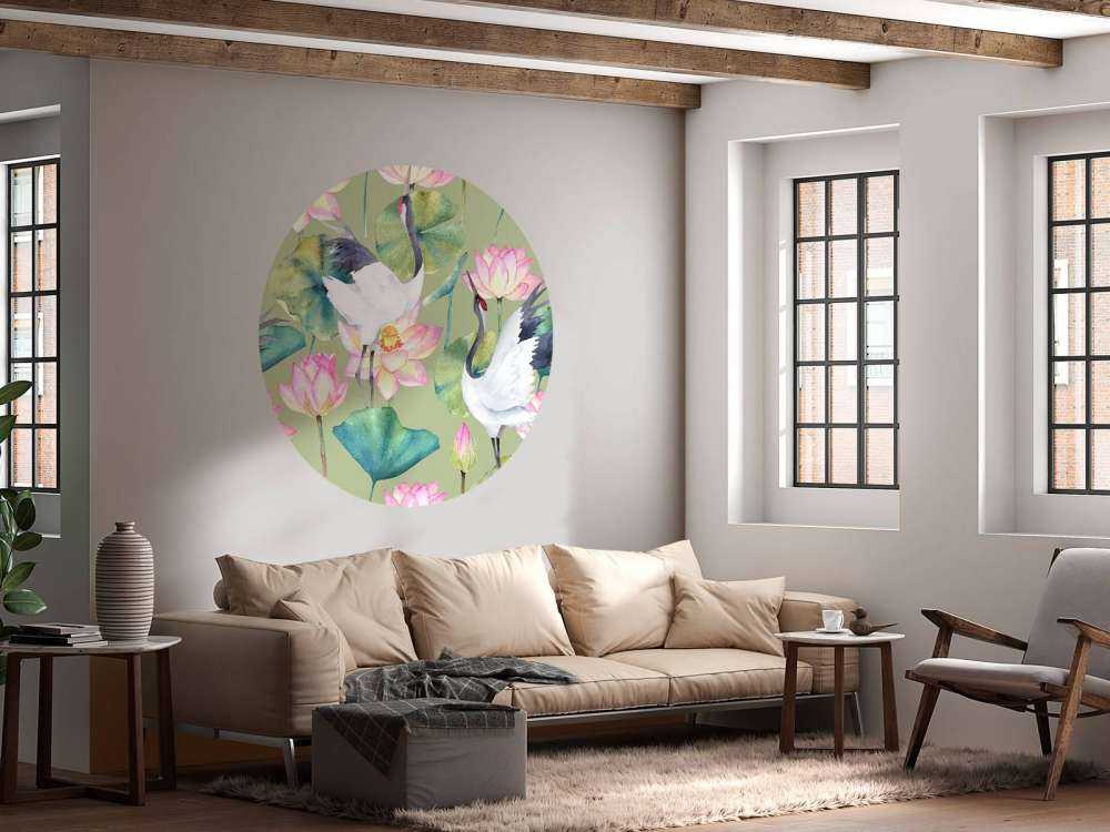 Żurawie między kwiatami