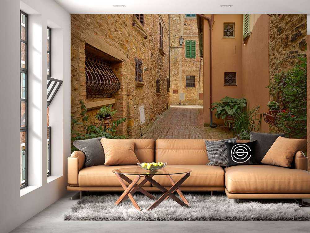 Ulica z roślinami i kwiatami