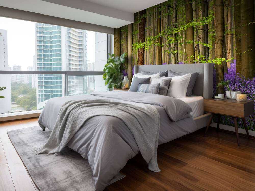 Las z fioletowymi kwiatami