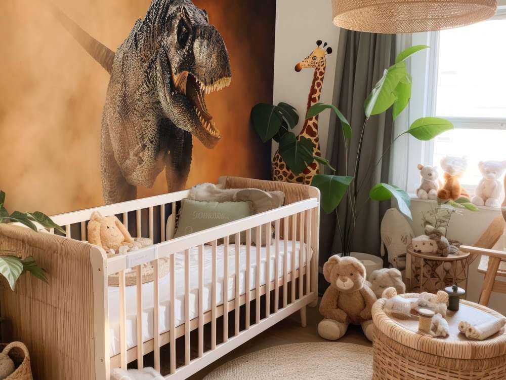 Tyranozaur idący przez dym