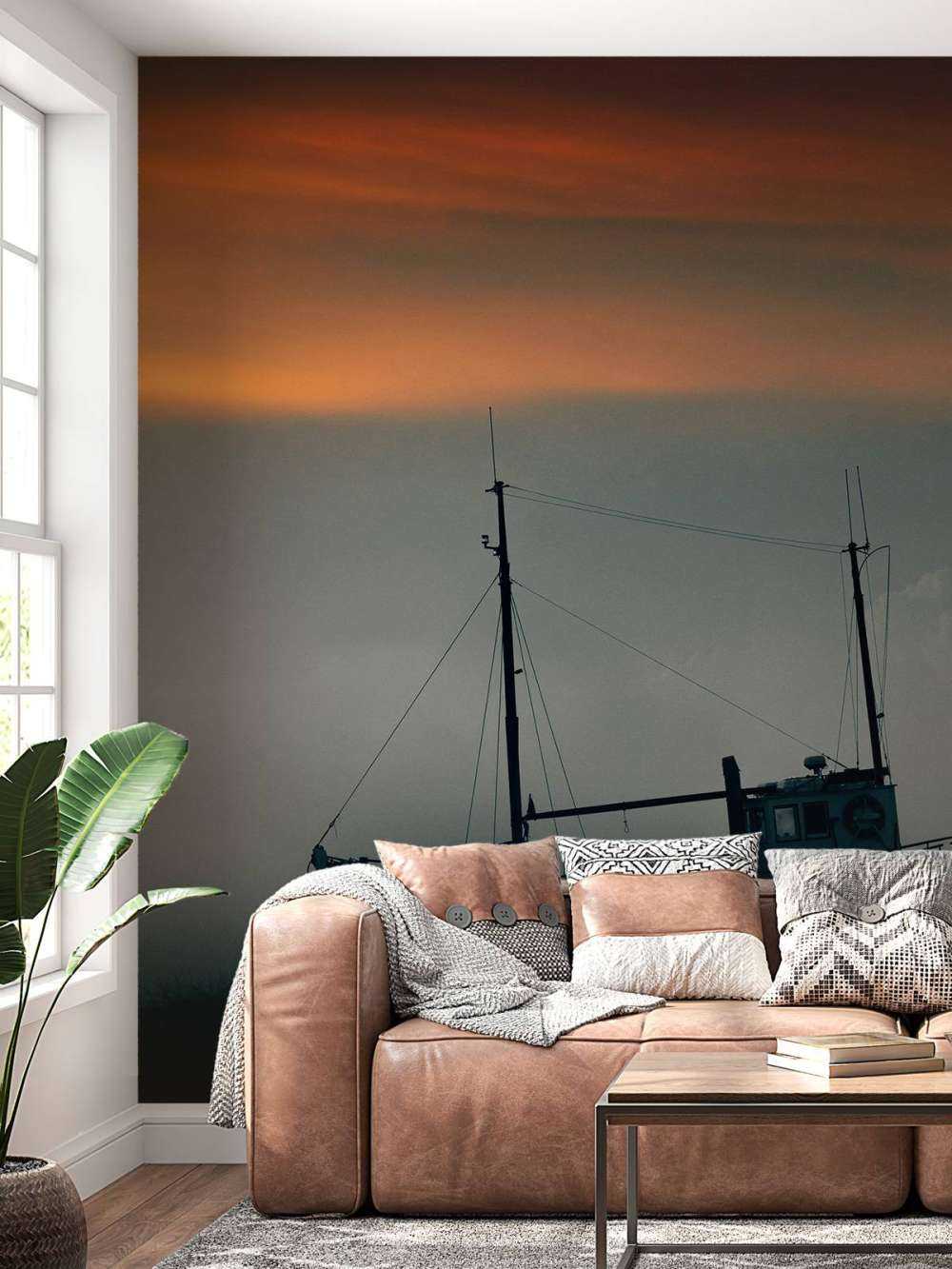 Łódź o zachodzie słońca