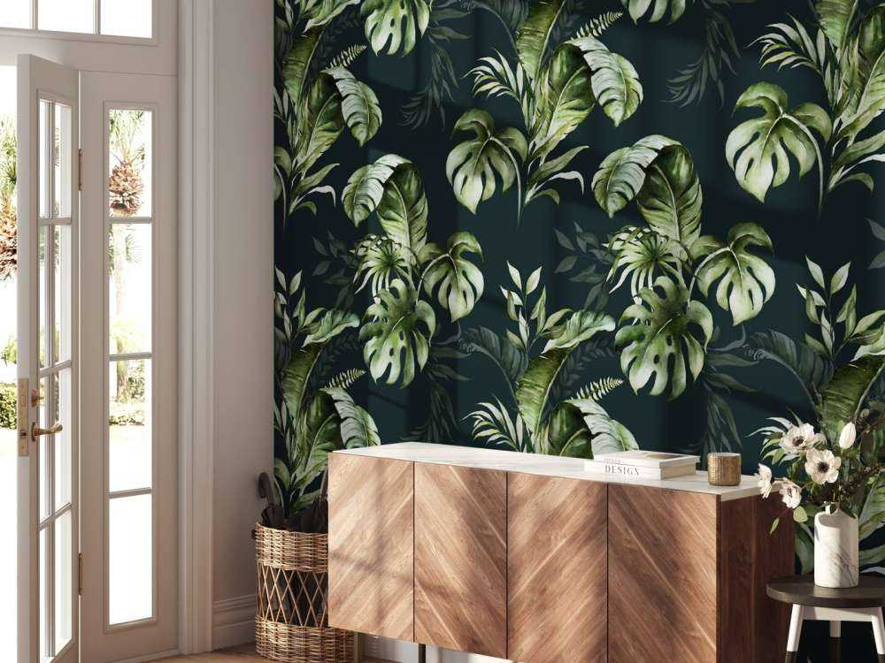 Zielony wzór z liśćmi