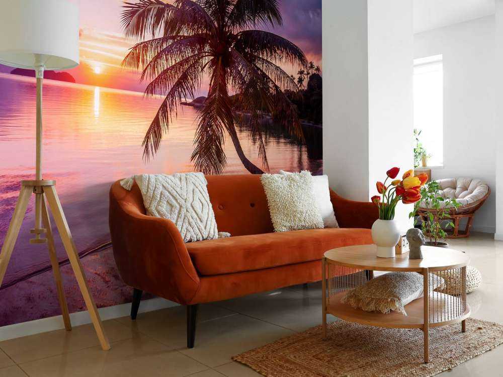 Palma przy zachodzie słońca